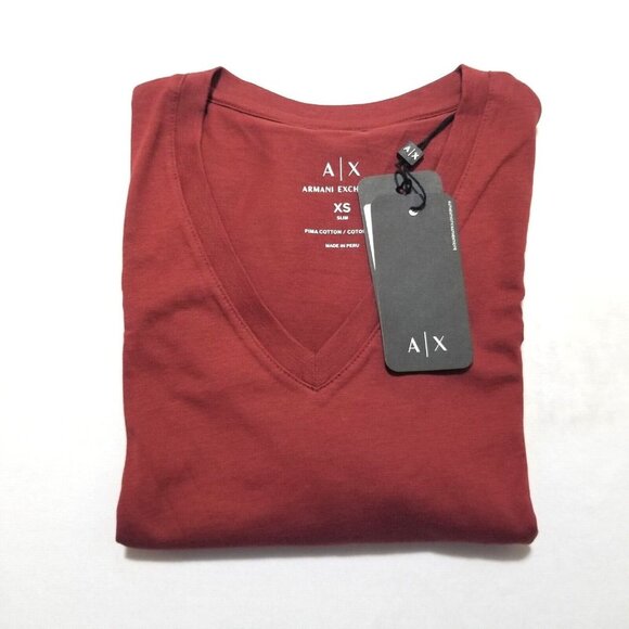 Armani Exchange Men's Slim‎ T-shirt V-neck Pima Cotton Tee A|X Logo (T) NWT - Picture 1 of 4